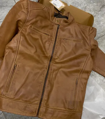 Dodge Men’s Camel Leather Jacket - Image 5