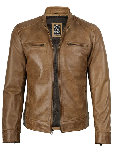 Dodge Men’s Camel Leather Jacket - Image 4