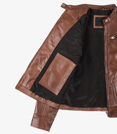 Dodge – Women’s Cognac Wax Lambskin Leather Jacket | MLJ Edition - Image 5
