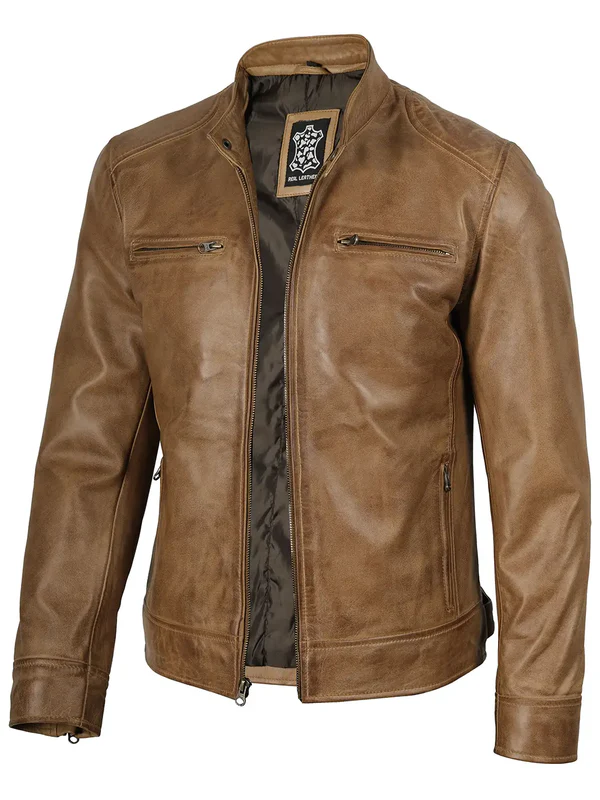 Dodge Men’s Camel Leather Jacket - Image 3
