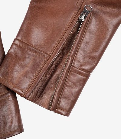 Dodge – Women’s Cognac Wax Lambskin Leather Jacket | MLJ Edition - Image 3