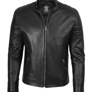Renwick Men’s Black Distressed Café Racer Leather Jacket