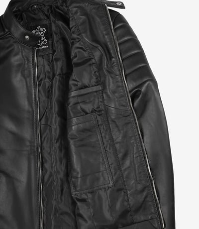 Renwick Men’s Black Distressed Café Racer Leather Jacket - Image 5