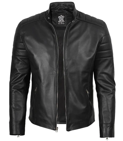 Renwick Men’s Black Distressed Café Racer Leather Jacket - Image 7
